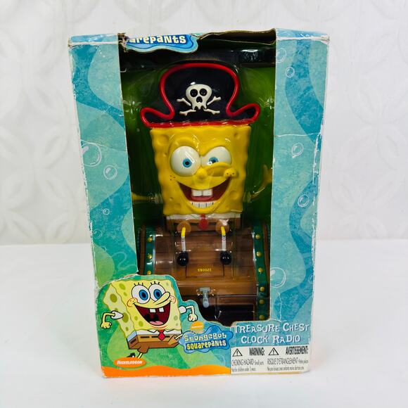 2003 Spongebob Squarepants Treasure Chest Clock Radio Nickelodeon Cartoon - Picture 9 of 9